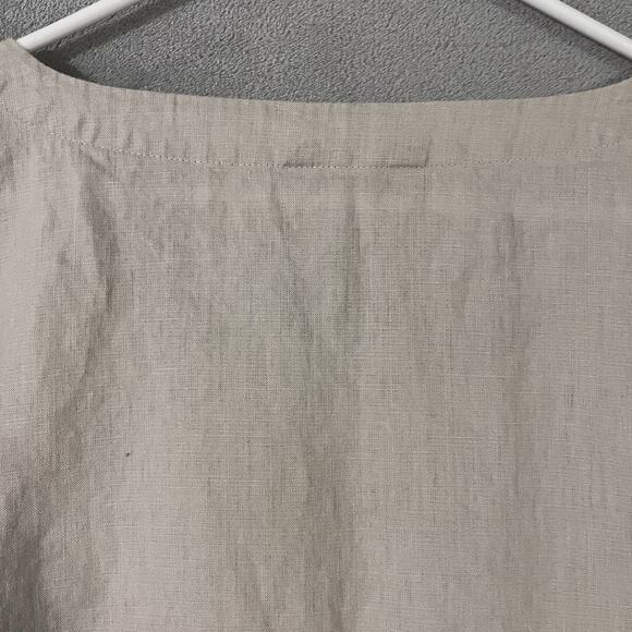 Ali Miles Top Plus Sz 2X Beige Linen Blend Pocket Flowy Lagenlook Stripe Accent - Picture 8 of 8